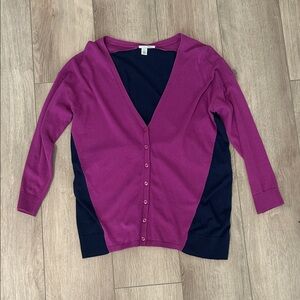 Halogen Women's Purple and Navy Cardigan Sweater